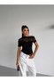 Women's Black One-Shoulder Transparent Tulle Detailed Stylish Sandy Blouse Hzl26S-Fry123871 - 3