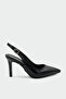 Orika Women's Black Heeled Shoes with Stitching Detail