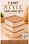 Set of 3 Square Storage Containers Striped Beige |   3 X 2400ml |   Microwave and Freezer Compatible