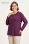 Women's Plus Size Burgundy Spike Sparkle Pattern, Collar Embroidery, Stoned Mother Combed Cotton Blouse, Oversized Size - 2
