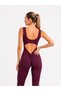 Women's Burgundy Scrunch Butt Sports Leggings Jumpsuit - 2