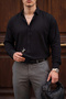 Denver Black Colored Tree Bark Patterned Half Oversize Comfortable Fit Shirt - 2