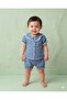 Baby Girl Denim Set with Lace Collar - 100% Cotton - 3