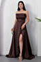 Strapless Neckline Rhinestone Straps Ruffle Satin Dress Drp582 - 5