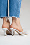 Women's Pointed Toe Lace Embroidered Thin Heeled Evening Dress Slippers Julee White - 5