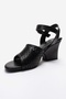 Hervon Black Leather Women's Wedge Heeled Shoes - 6