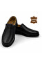 Genuine Leather Men's Classic Casual Shoes – Comfortable Office/Dad Shoes with Orthopedic Soles Black - 5
