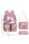 Korean Kawai Transparent Twill Fabric Powder Pink Patterned Girl's School Bag Thermal Lunch Bag and Pencil Case - 3
