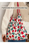 Women Floral Canvas Bag, Large Capacity Shoulder Bag, Casual Tote Handbag for Ladies, Ideal for Dati - 2