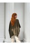 Women's Khaki Front Detailed Poncho Cardigan Frv0192 - 6
