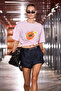 Cassiane women's crew neck short sleeve front and back printed regular pink t-shirt - 4