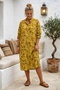 Mustard Color, High Collar, Long Sleeve, Patterned, Buttoned, Hidden Pocket, Casual Viscose Woven Dress 118 67 - 3