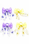 Set of 4 Tulle Detailed Long Bow Hair Clips – Floral Pattern Rubber Clips, Hair Accessory for Girls & Young Girls - 4