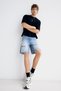 Distressed denim bermuda şort - 5