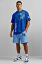 Men's Oversize Floral Printed 100% Cotton Crew Neck T-Shirt Shorts Summer Set - 4