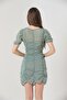 Çağla V-Neck Front Gathered Short Sleeve Dress |   D1678 - 3