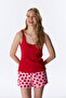 Women's Cotton Lounge Camille Pointel Sleeveless Tank & Shorts Set - Red