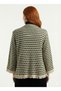 Women's Knitwear Cardigan - Patterned, Half Sleeve, Tassel Edge Detail - 2