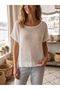 Women's White Mesh Short Sleeve Loose Oversize Mesh Blouse