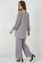Women's Round Neck Gathered Waist Gray Suit - 7