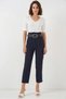 Women's High Waist Belted Navy Blue Trousers