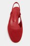 Harmony Red Suede Genuine Leather Round Toe Rubber Detail Short Heeled Women's Ballerinas - 6