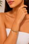 316L Steel Gold Color Zircon Stone Clover Detail Evil Eye Key Designed Bracelet - 2