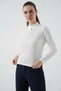 Women's High Collar Ribbon Detailed Pearl White Blouse - 7
