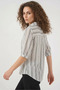 Women's Short Sleeve Striped Cotton Black Shirt - 6