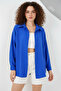 Women's Oversize Cotton Cobalt Blue Shirt