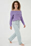 Women's Boat Neck Open Shoulder Oversize Knitwear Lilac Sweater - 4