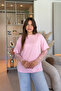 Oversized Stylish Pink Modal T-Shirt with Lace Detail - 6