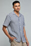 Striped Shirt with Revere Collar and Short Sleeves - 6