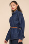 Washed Denim Shirt with Classic Collar and Long Sleeves - 2