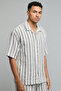 Striped Shirt with Revere Collar and Short Sleeves - 5