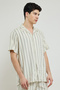 Striped Shirt with Revere Collar and Short Sleeves - 4