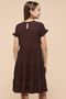 Textured Tiered Dress with Square Neck and Short Sleeves - 6