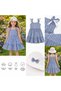 Girl's Striped Strap Dress with Hat Gift Comfortable Fit Summer Dress - 3