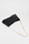 Women's Dalya Black Star Embroidered Lined Zipper Closure Baguette Handbag - 3