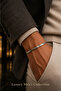 Luxury Men's White Color Herringbone Crushed Steel Bracelet