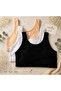 6-Piece Ribbed Thick Strap Bustier - with Removable Pads - Cotton Crop Half Tank Top - Wire-Free Comfort (6 Pieces) 2 White - 2 Black - 2 Tan - 6