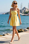 Women's Woven Seersucker Pool Collar Sleeveless Mini Beach Dress Plaid Pattern Skater Cut Daily Casual Modern - 2