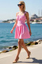 Women's Sleeveless Square Neck Brode Woven Mini Dress %100 Cotton Lined Shift Cut Summer Daily Casual - 2