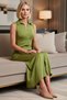Women Shirt Collar Sleeveless Maxi Dress Buttoned Bodycon Cutout Stretchy Knitted Fabric L Size Daily Casual - 3