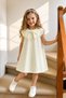Girl's Dress Bow Collar Button Closure Party and Birthday Dress