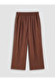Burgundy Women's Textured Trousers with Elastic Waist