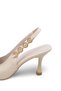 Women's Pointed Toe Open Back Thin Heeled Shoes 0012123 Matte Beige - 2