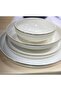 24 Piece Dinner Set for 6 People White Crockery with Gold Rim Scandinavian Porcelain Dinnerware Set - Famiware Pure Gold rim - 2