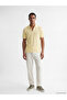 Yellow Polo Collar Men's Textured T-Shirt - 2