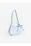 Women's Shoulder Bag with Blue Scarf Accessory - 2
